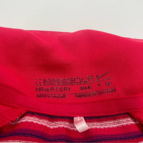 Nike Golf Women’s Pink Polo Shirt Quarter Zip Top Striped - Picture 4 of 5